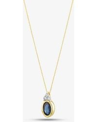 T.H.Baker - 9Ct Oval Sapphire & Diamond Necklace P4505C-10 - Lyst