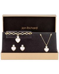 Jon Richard - Gold Plated Pearl Heart And Crystal Trio Set - Gift Boxed - Lyst