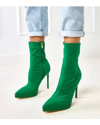 Love Lace - Satin Stiletto Ankle Boots With Zip Closure & Small Platform - Lyst