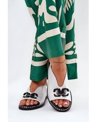 Love Lace - Elegant Flat Heel Sandals With Decorative Front Buckle Strap - Lyst