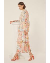 Oasis - Petite Lace Floral Tiered Midi Dress - Lyst