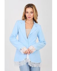 Love Lace - Elegant Lace Trim Single Button Blazer - Lyst