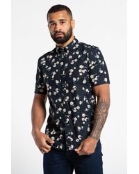 French Connection - Cotton Short Sleeve Floral Shirt - Lyst