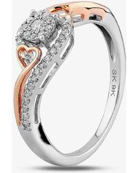 T.H.Baker - 9Ct Two Tone 0.20Ct Diamond Open Heart Cluster Ring Th012537R P - Lyst