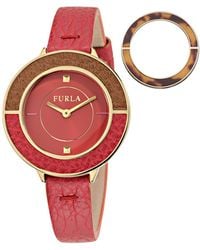 Furla - Club Dial Calfskin Leather Watch - Lyst
