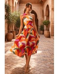 Style Cheat - Jasmine One-Shoulder Cut-Out Midi Multi Dress - Lyst