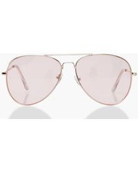 Boohoo - Pale Pink Lens Aviator Sunglasses - Lyst
