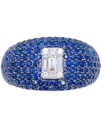 Raina Jewels - 18Ct Sapphire & Diamond Cluster Cocktail Dome Ring 1.60Ct - Lyst