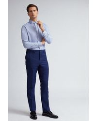 Burton - Blue Self Check Tailored Fit Suit Trousers - Lyst