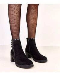 Love Lace - Insulated Suede Ankle Boots With Zip & Buckle Heel Comfort - Lyst