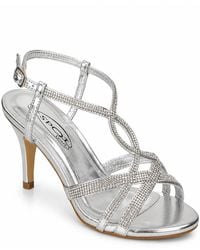 Spot on - Diamante Strappy Kitten Heel Occasion Sandals - Lyst