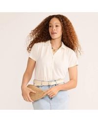 Lands' End - Petite Linen Blend Button Front Polo - Lyst