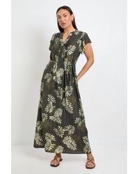 Wallis - Palm Print Pintuck Maxi Dress - Lyst