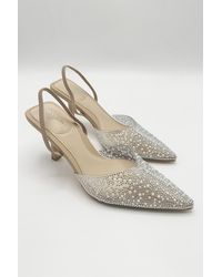 Miss Diva - Kiana Diamante Embellished Sling Back Pointed Toe Court Shoes - Lyst