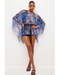 Karen Millen - Mirrored Animal Silk Viscose Woven Kimono Top - Lyst