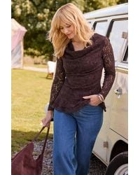 Joe Browns - Lace Cowl Neck Blouse With Asymmetric Hem - Lyst