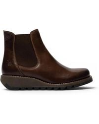 Infinity Leather - Fly London Salv Chelsea Leather Ankle Casual Wedge Heel Boots - Lyst