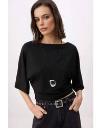 WOVCOR - Asymmetric Neck Regular Fit Knitted Blouse W/ Relaxed Sleeve - Lyst