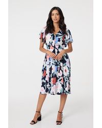 Izabel London - Floral Short Sleeve Fit & Flare Dress - Lyst