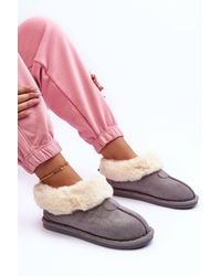Love Lace - Slip On Suede Insulated Fur Lined Slippers Low Platform Non Slip - Lyst