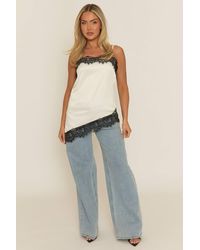 Rebellious Fashion - Satin Contrast Lace Trim Cami Top - Lyst