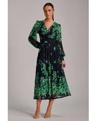 Jolie Moi - Long Sleeve Print Lace Maxi Dress - Lyst