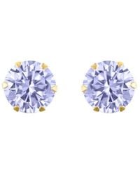 Jewelco London - 9Ct Lilac Cz Solitaire Claw Set Stud Earrings, 6Mm 1¾ Carats - Lyst