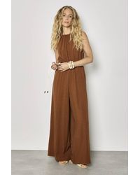 Apricot - Linen Blend Wide-Leg Jumpsuit - Lyst