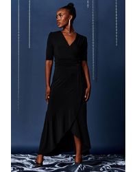 Jolie Moi - Wrap Front Frill Hem Maxi Dress - Lyst