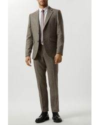 Burton - Slim Fit Neutral Basketweave Tweed Suit Jacket - Lyst