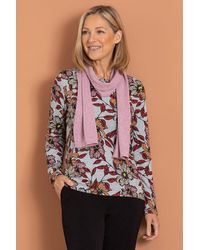 Anna Rose - Bold Floral Print Top With Scarf - Lyst