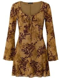 WOVCOR - Scoop Neck Long Sleeve Mini Skater Dress - Lyst