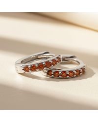 Harfi - Garnet January Birthstone Small Huggie Hoops - Lyst