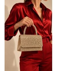 LARANGE - Rhinestone Embellished Structured Top Handle Clutch Bag - Lyst
