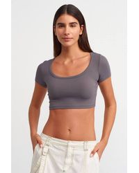 Dilvin - Ribbed Crop T-Shirt - Lyst