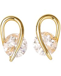 The Fine Collective - 9ct Yellow Gold 5mm Cubic Zirconia Stud Earrings - Lyst