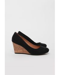 Wallis - Wide Fit Black Wedge Heeled Shoes - Lyst