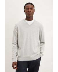 Burton - Relaxed Fit Light Grey Knitted V Neck Jumper - Lyst