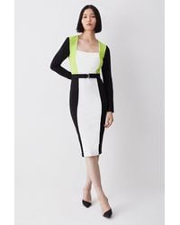 Karen Millen - Cut And Sew Belted Ponte Midi Dress - Lyst