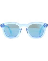 Moncler - Square Shiny Azure Transparent Blue Mirror Sunglasses - Lyst