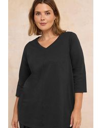 Evans - V-Neck Cotton Top - Lyst