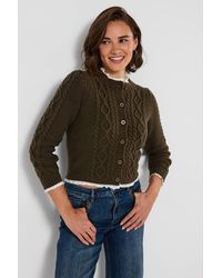 Joe Browns - Claudia Woven Trim Cable Knit Cardigan - Lyst