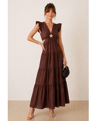 Style Cheat - Indie Cut Out Frill Maxi Dress - Lyst