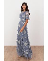 Maya Deluxe - Embellished Angel Sleeve Ruffle Maxi Dress - Lyst