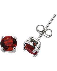 Jewelco London - Silver Red Cz Double Gallery Solitaire Stud Earrings 5mm - Rd5ru - Lyst