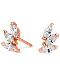 Simply Silver - 14ct Rose Gold Plated Sterling Silver With Cubic Zirconia Mini Marquise Stud Earrings - Lyst