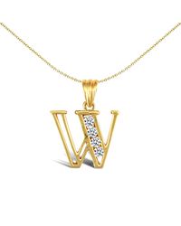 Jewelco London - 9ct Gold Cz Identity Initial Charm Pendant Letter W - Jin007-w - Lyst