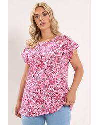 Yours - Tile Print Grown On Sleeve T-Shirt - Lyst