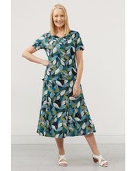 Tigi - French Navy And Turquoise Leaf Print Skirt- Regular - Lyst