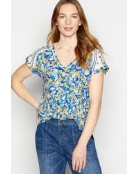 Mantaray - Embroidered Shoulder Flower T-shirt - Lyst